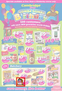 Cambridge Food Free State & Kimberley : Birthday (29 Sep - 5 Oct 2016), page 1