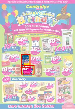 Cambridge Food Free State & Kimberley : Birthday (29 Sep - 5 Oct 2016), page 1