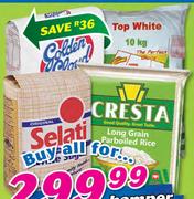 Top White Super Maize Meal-10Kg+Golden Cloud Cake Wheat Flour 10kg+Cresta Rice 10kg-For All
