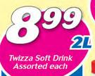 Twizza Soft Drink Assorted-2Ltr Each
