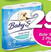 Baby Soft Mini 2 Ply Toilet Paper-9's