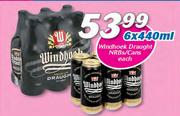 Windhoek Draught NRBs/Cans-6 x 440ml Each