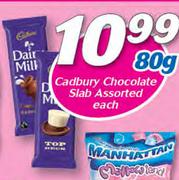 Cadbury Chocolate Slab Assorted-80g Each