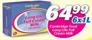 Cambridge Food Long Life Full Cream Milk-6 x 1Ltr