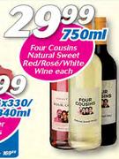 Four Cousins Natural Sweet Red/Rose/White Wine-750ml Each