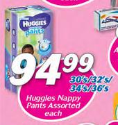  Huggies Nappy Pants Assorted-30's/32's/34's/36's Each