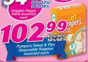 Pampers Sleep And Play Disposable Nappies-42's/50's/58's/68's Each