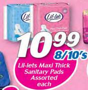 Lil-Lets Maxi Thick Sanitary Pads Assorted-8/10's Each