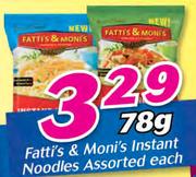 Fatt's & Moni's Instant Noodles Assorted-78g Each