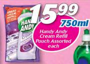 Handy Andy Cream Refill Pouch Assorted-750ml Each
