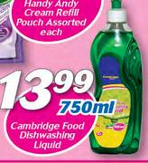 Cambridge Food Dishwashing Liquid-750ml