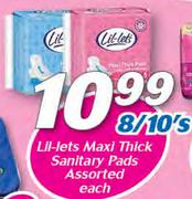 Lil-Lets Maxi Thick Sanitary Pads Assorted-8/10's Each