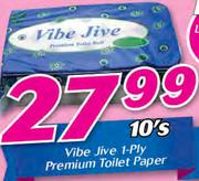 Vibe Jive 1 Ply Premium Toilet Paper-10's