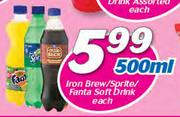 Iron Brew/Sprite/Fanta Soft Drink-500ml Each