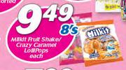 Milkit Fruit Shake/CrazyCaramel Lollipops-8's Each
