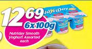 Nutriday Smooth Yoghurt Assorted-6 x 100g Each