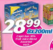 Capri Sun 100% Fruit Juice Blend Assorted-8 x 200ml Each