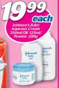 Johnson's Baby Aqueous Cream 350ml/Oil 125ml or Powder 200g-Each