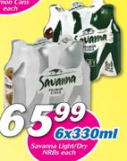 Savanna Light/Dry NRB's-6x330ml Each