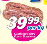 Cambridge Food Econo Braaiwors-Per Kg