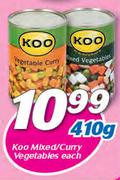 Koo Mixed/Curry Vegetables-410g Each