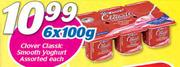 Clover Classic Smooth Yoghurt Assorted-6x100g Each