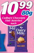 Cadbury Chocolate Slab Assorted-80g Each