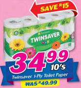 Twinsaver 1-Ply Toilet Paper-10's