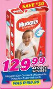 Huggies Dry Comfort Disposable Nappies Assorted-44's/50's/58's/66's Each