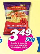 Fatti's & Moni's Instant Noodles Assorted-78gm Each