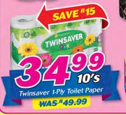 Twinsaver 1 Ply Toilet Paper-10's