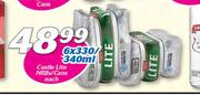Castle Lite NRB/Cans-6X330/340ml Each