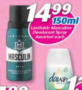 Lentheric Masculine Deodorant Spray Assorted-150ml