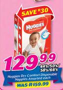 Huggies Dry Comfort Disposable Nappies Assorted 44's/50's/58's/66's-Each