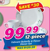 Fabware 12-Piece Butterfly & Flower Dinner Set