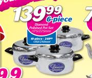 Diamond Polished 6 Piece Pot Set-175/225mm