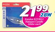 Eurolux 28W E27/B22 Halogen Candle Globe