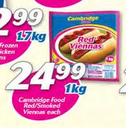 Cambridge Food Red/Smoked Viennas-1Kg