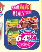 Stewing Beef 1Kg+ Any 2 Knorr Packet Soup Combo