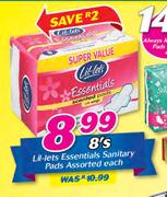 Lil-Lets Essentials Sanitary Pads Assorted-8's