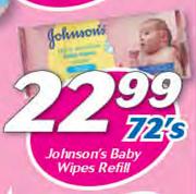 Johnson's Baby Wipes Refill-72's