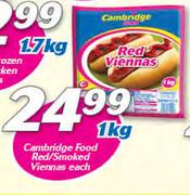 Cambridge Food Red/Smoked Viennas-1Kg