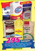 Super White Super Maize Meal-10Kg + Golden Cloud Cake Wheat Flour-5Kg + Tastic Rice-10Kg 