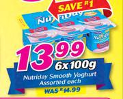 Nutriday Smooth Yoghurt Assorted-6 x 100g Each