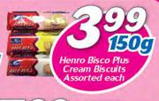Henro Bisco Plus Cream Biscuits Assorted-150g Each