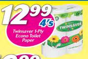 Twinsaver 1 Ply Econo Toilet Paper-4's