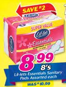 Lil-Lets Essentials sanitary Pads Assorted-8's Each