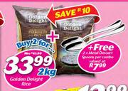 Golden Delight Rice-2 x 2Kg Free 2 Metal Dessert Spoons Per Combo