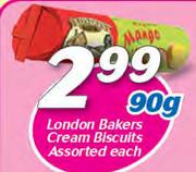 London Bakers Cream Biscuits Assorted-90g Each