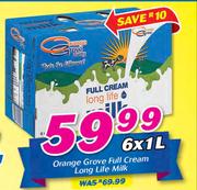 Orange Grove Full Cream Long Life Milk-6 x 1Ltr 